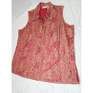 Vtg 90's Units Vest Rust Red 1X Rayon Bead Embroider Western Boho Hippy Paysley